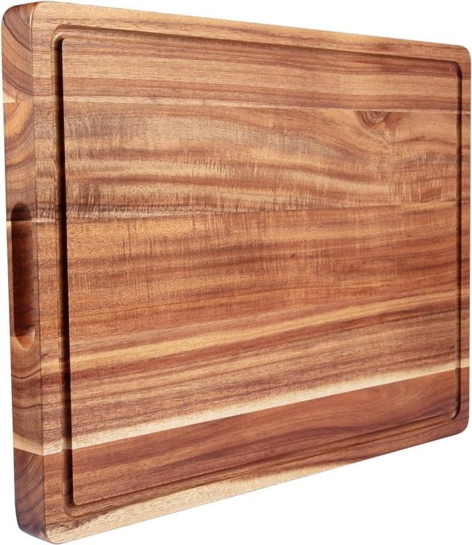 Large Acacia Wood Cutting Boards for Kitchen, 20 x 15 Inch Extra Large Wooden Cutting Board with ... | Amazon (US)