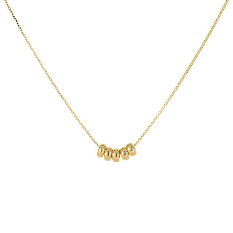 925 sterling silver good luck lucky plain five beads beans gold plated necklaces for women (gold) | Amazon (US)