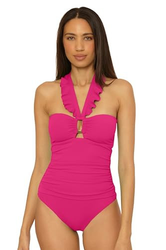 Soluna Swim Sun Goddess - Women's Buckle One Piece Swimsuit, Tummy Control, Adjustable, Tie Back, Bathing Suits for Women, Hot Pink, 10 | Amazon (US)