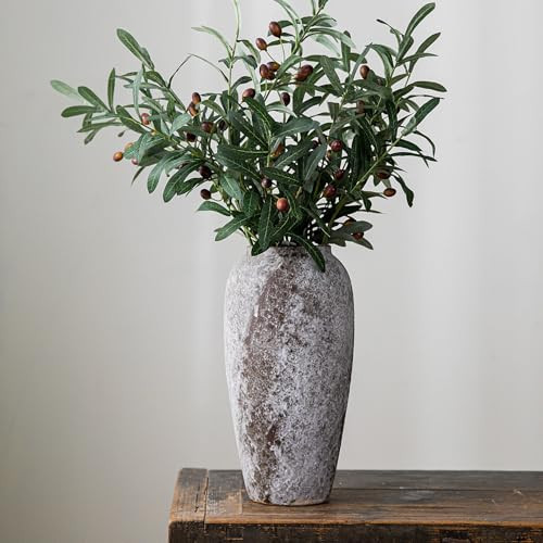 Lvases Rustic Extra Large Ceramic Vase, Distressed Terracotta Pottery Tall Decorative Vases, Concrete Vases Clay Stone Antique Big Vase for Home Decor (7 in X 13.4 in) | Amazon (US)