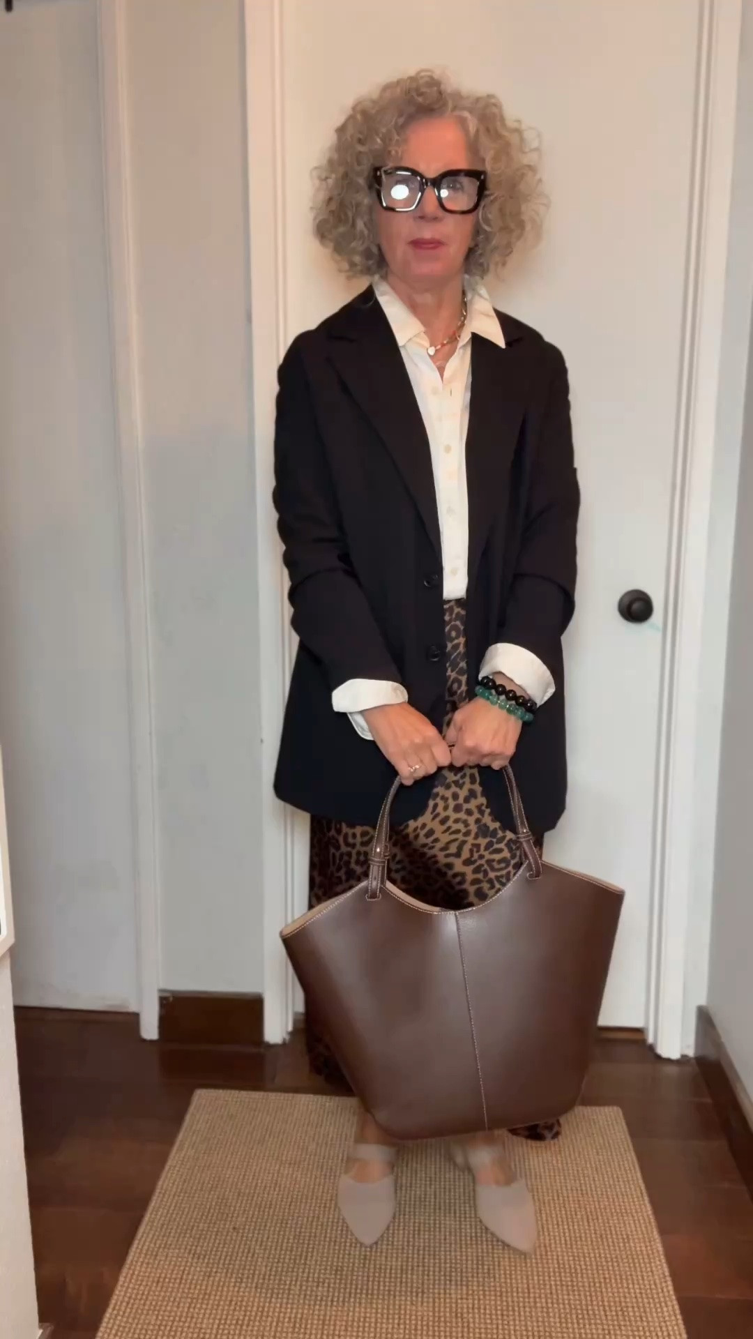 Per request: styling a leopard skirt for work.