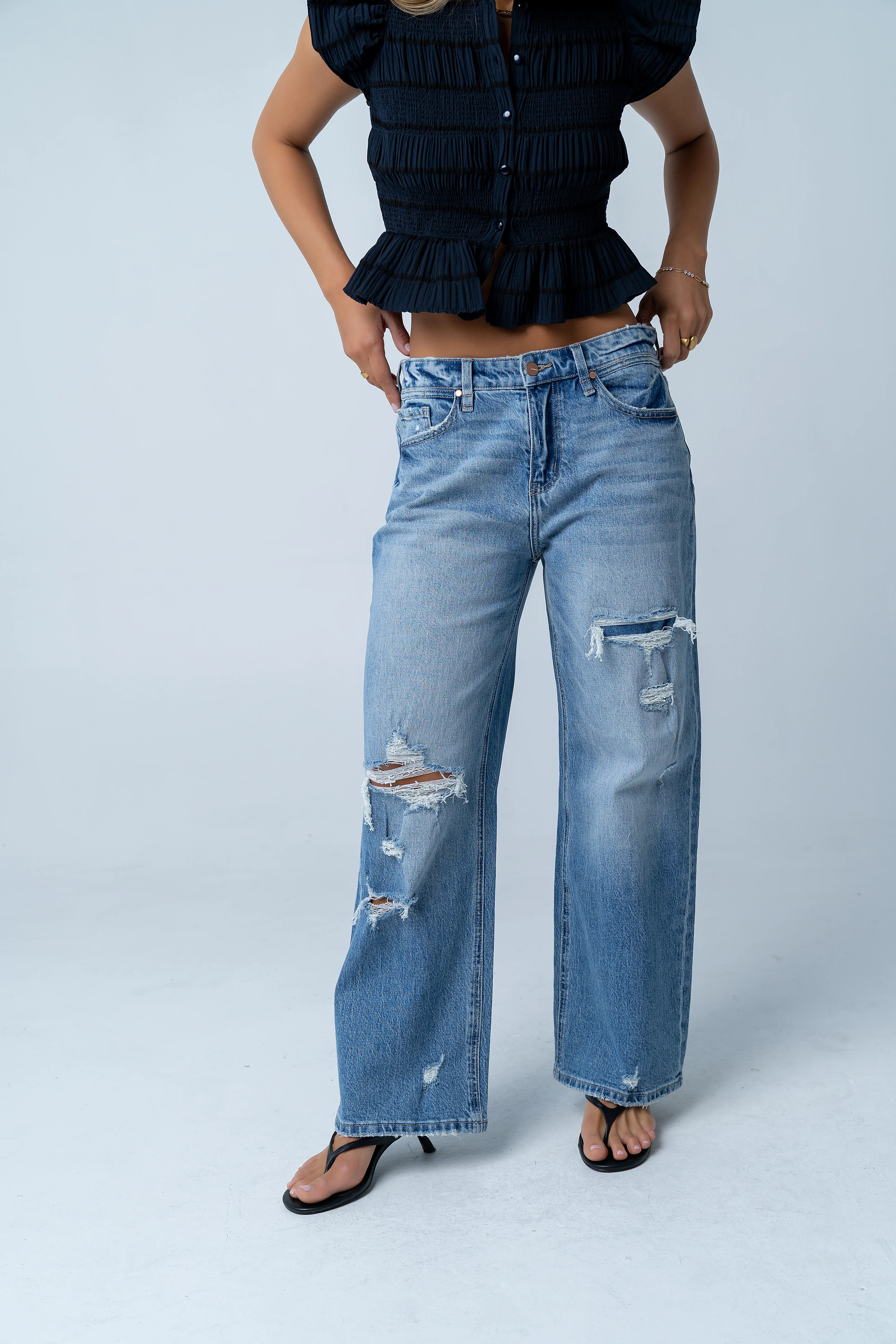 Quinny Distressed Wide Leg Jeans | Böhme US