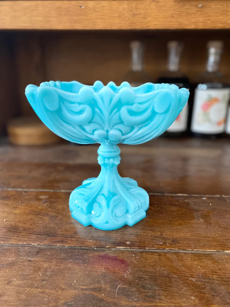 Beautiful Blue Milk Glass Fenton Square Compote Dish  Perfect | Etsy | Etsy (US)