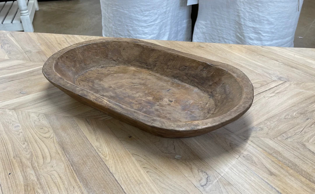 Large Primitive Carved Wooden Dough Bowl 22”x12” Centerpiece | Etsy (US)