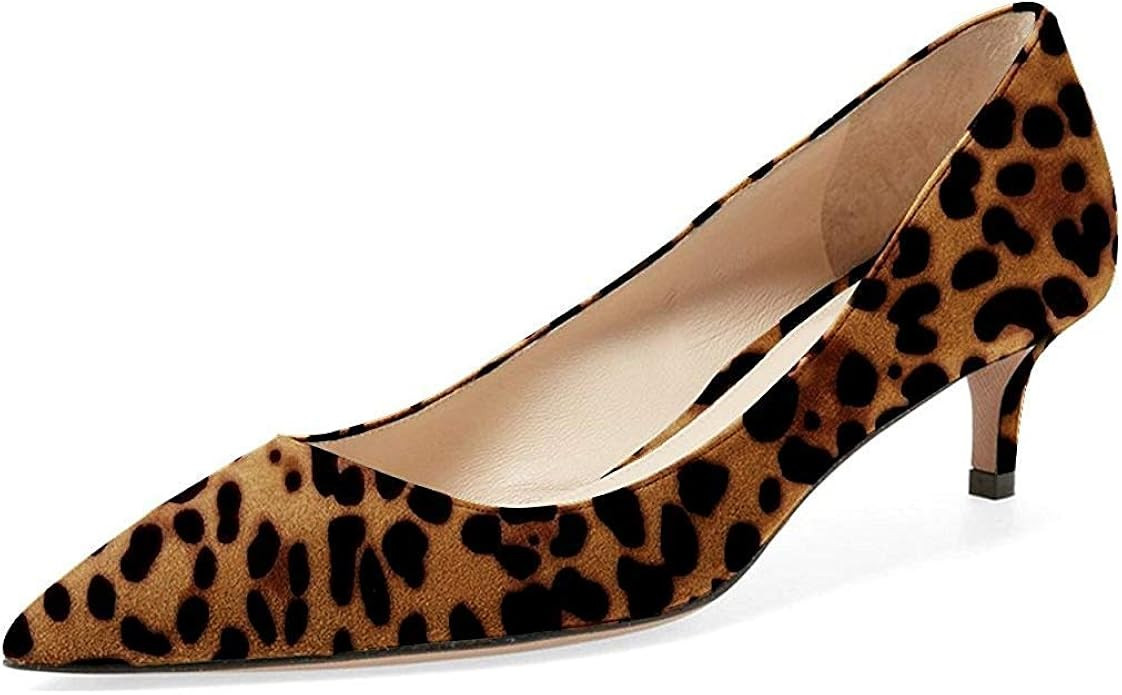 YDN Women Low Kitten Heel Pumps Pointed Toe Dress Shoes for Office Lady Soft Suede Size 4-15 US S... | Amazon (US)