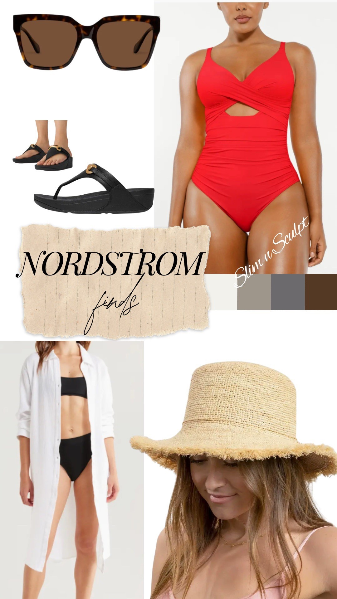 I’m loving this swimsuit with the front cutout! 
It has tummy control mesh lining and generous bottom coverage (yay!)

The cotton gauze cover up shirt dress is on sale!  It also comes in black

The flip flops have a wedge which is nice to dress up a poolside look! 

The rafia hat is packable which is key when going on vacation! 


#LTKSeasonal #LTKOver40 #LTKTravel