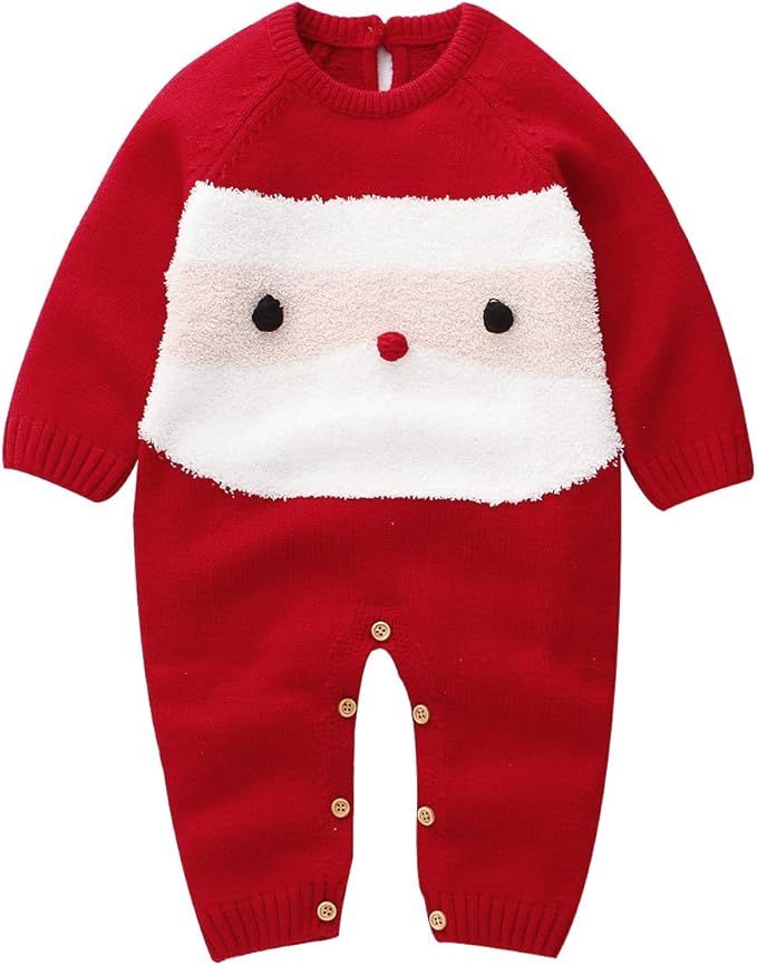 Baby Boy Girl Christmas Outfit Newborn My First Christmas Onesie Sweater Clothes | Amazon (US)