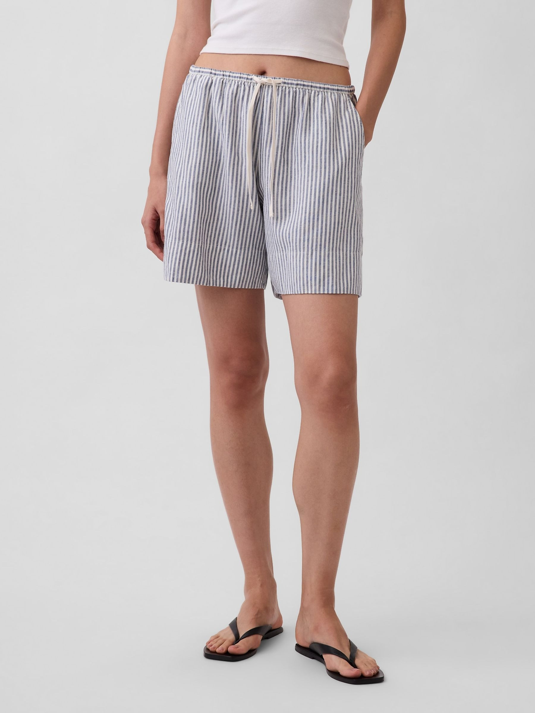 Blue Stripe Linen Blend Shorts | Gap | GAP UK