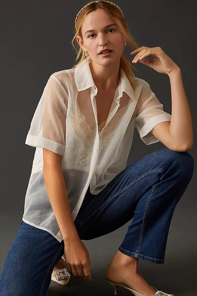Forever That Girl Sheer Blouse & Lace Camisole Set | Anthropologie (US)