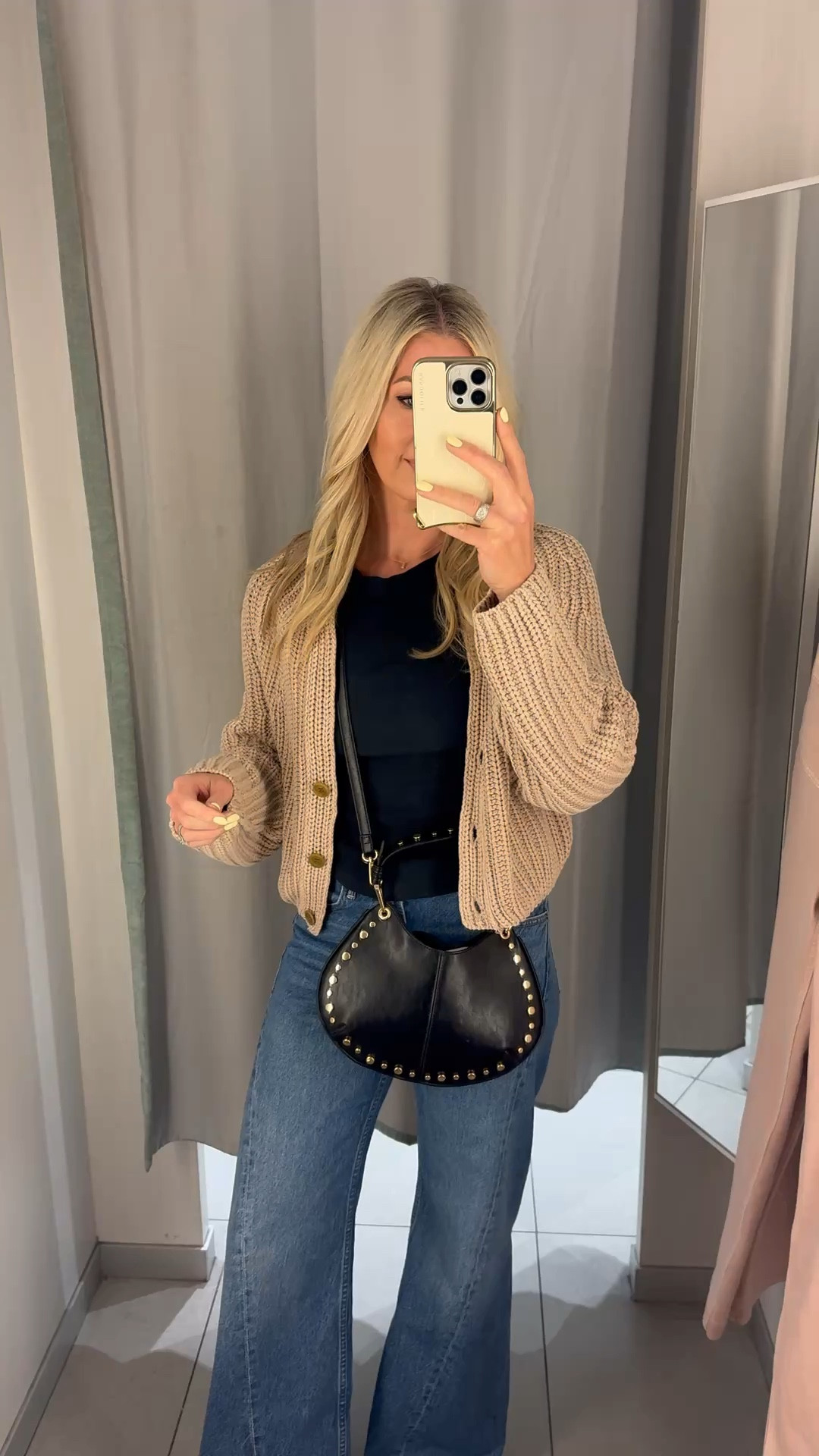 Casual outfit idea 
Mother denim 
Free People cardigan and tank 
Crossbody bag that can also be a handbag 
Sneakers 

#LTKOver40 #LTKmomlife #LTKootd