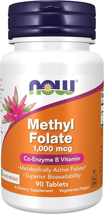 NOW Foods Supplements, Methyl Folate 1,000 mcg, Metabolically Active Folate*, Co-Enzyme B Vitamin... | Amazon (US)