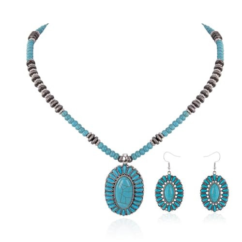 Rustic Couture's Western Necklace Earring Jewelry Set for Women Cowgirl Turquoise Vintage Bohemian Jewelry | Amazon (US)