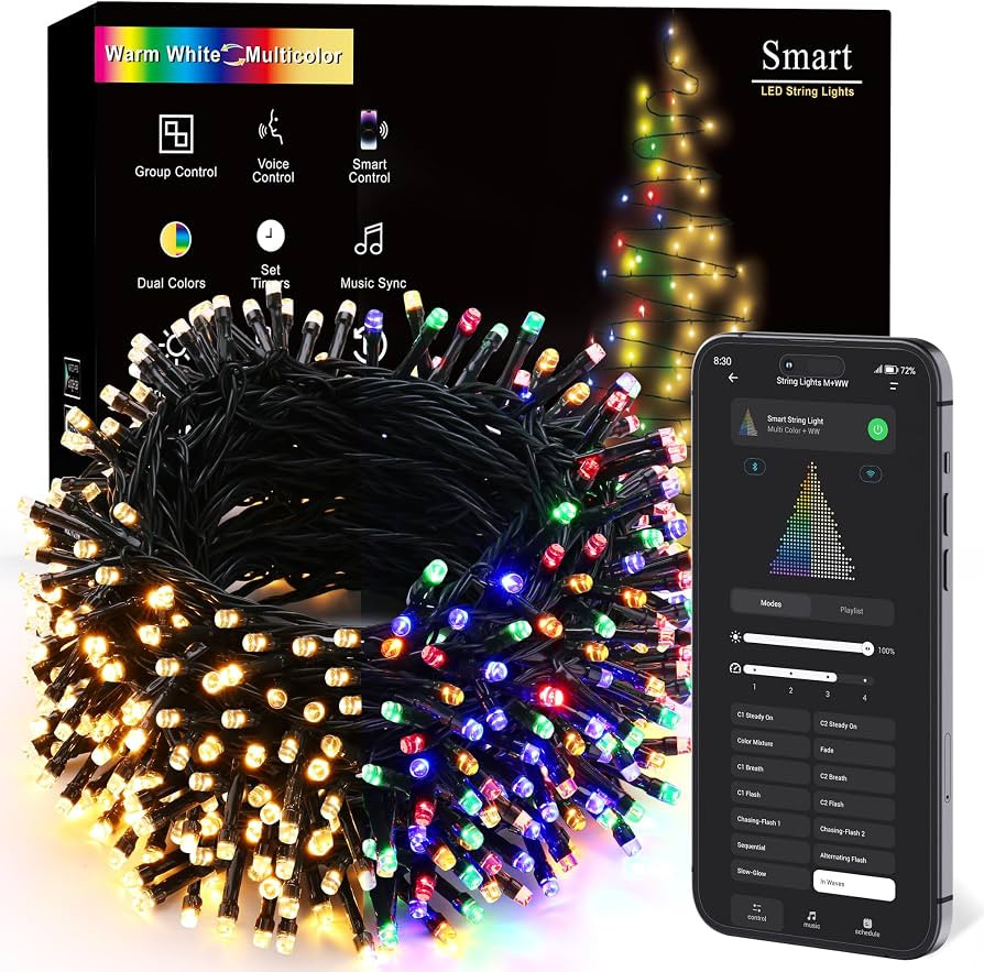 Brizled Smart Christmas Lights, 98.4FT 300 LED Color Changing Christmas Lights with APP/Voice Con... | Amazon (CA)