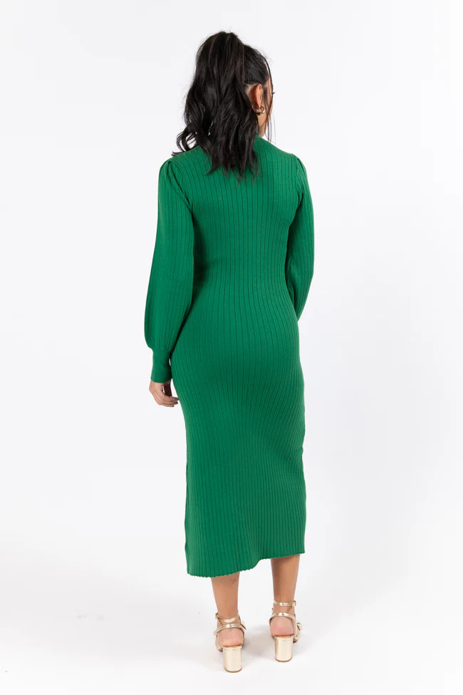 Through The Years Green Turtleneck Midi Dress | Pink Lily