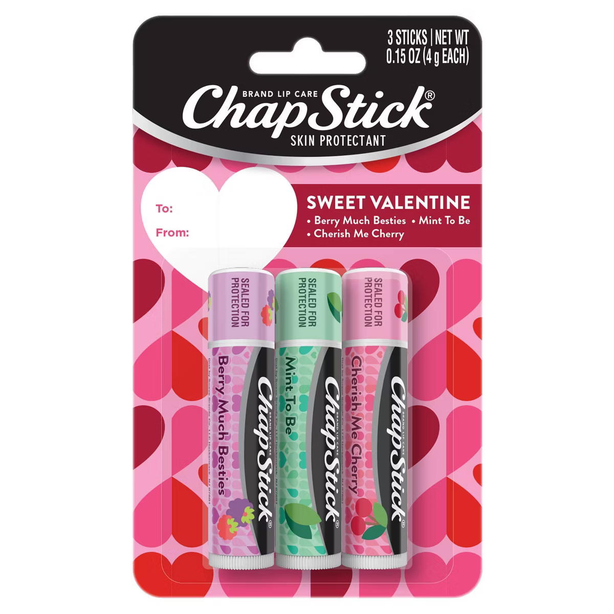 Chapstick Classic Valentines Day Variety Pack Lip Balms - Mint/Cherry/Berry - 3ct/0.45oz | Target