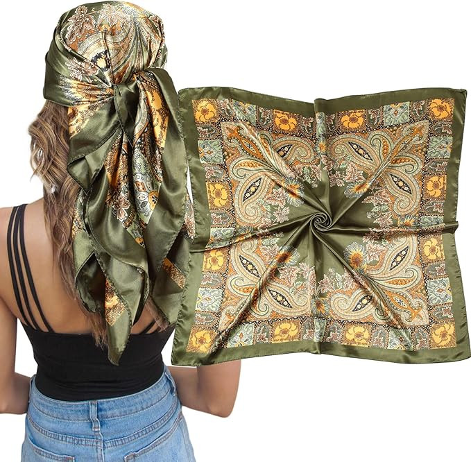 AWAYTR Satin Silk Scarf - Large Hair Bandana, Sleeping Wrap for Women | Amazon (US)
