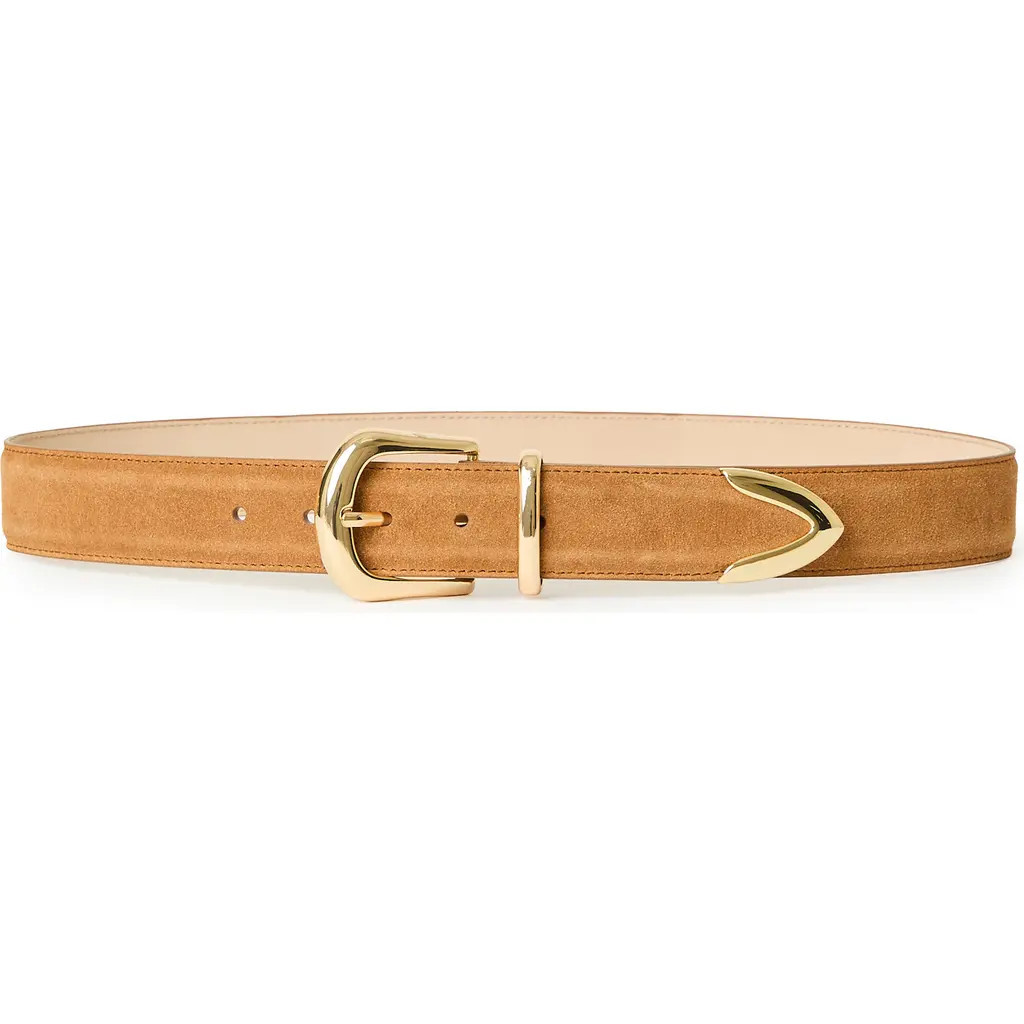 B-Low the Belt Marc Suede Belt in Camel/Gold at Nordstrom, Size Medium | Nordstrom