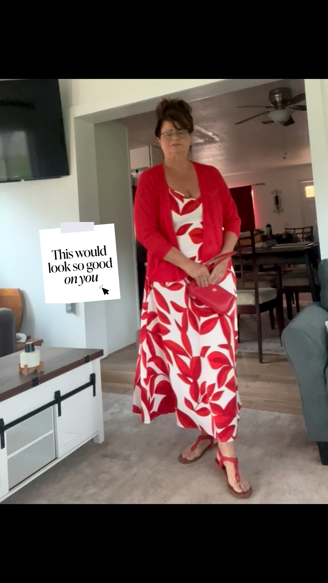 Red/white Floral dress with a light summer sweater with a cute kate Spade wristlet with braided red sandals 

#LTKPlusSize #LTKSeasonal #LTKmomlife