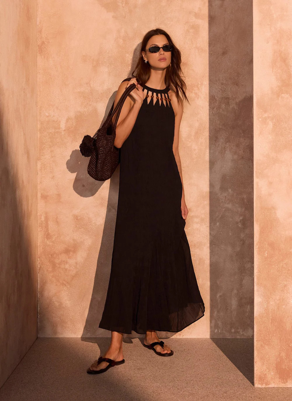 Black Beaded Halter Maxi Dress | Mint Velvet - US