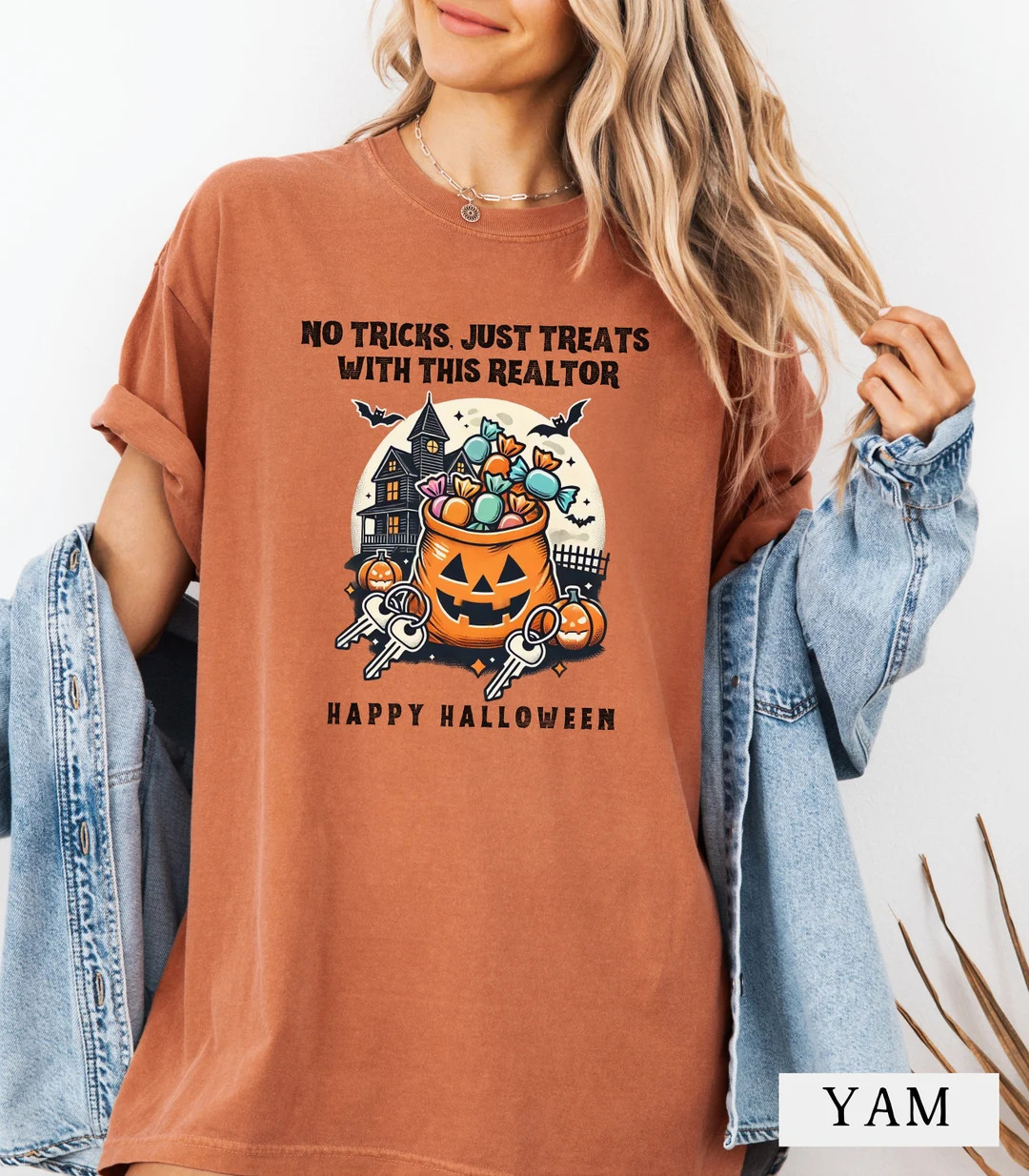 Halloween Realtor T-shirt: "no Tricks, Just Treats" Graphic Tee, Real Estate Halloween Shirt - Et... | Etsy (US)