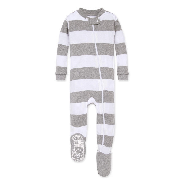 Rugby Stripe Organic Cotton Zip Front Sleeper | Burts Bees Baby