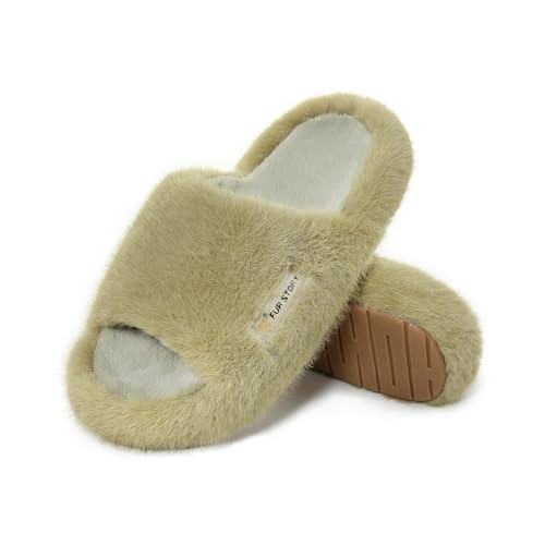 Women's House Slippers Fuzzy Platform Slides Faux Fur Fluffy Sandals Winter Memory Foam Cloud Footwear Latex Insoles | Amazon (US)