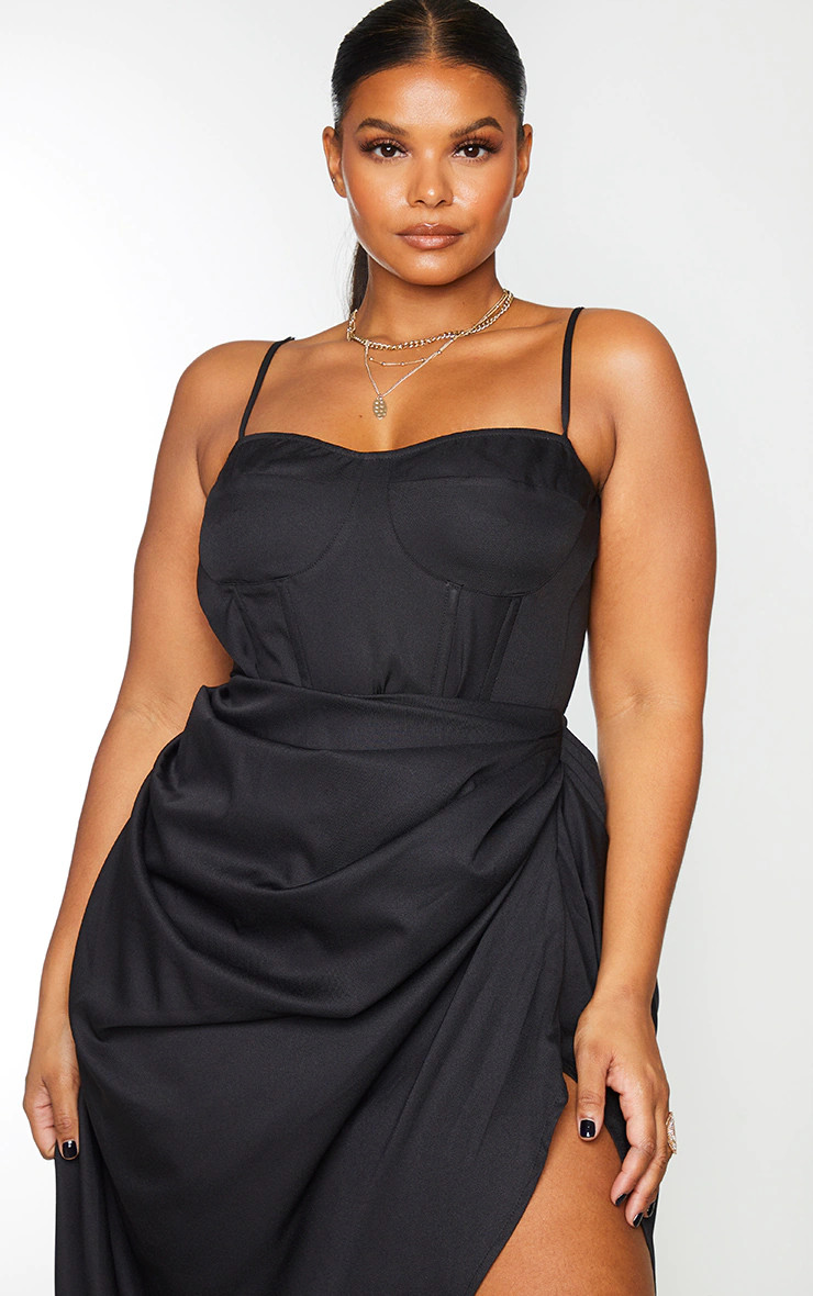 Plus Black Structure Corset Top | PrettyLittleThing US