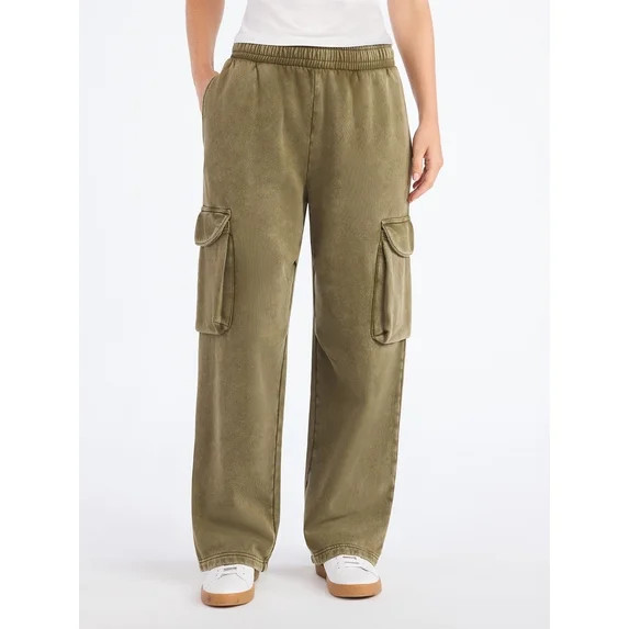 Scoop Women's and Women's Plus Utility Wide Leg Cargo Sweatpant, Sizes XS-4X | Walmart (US)