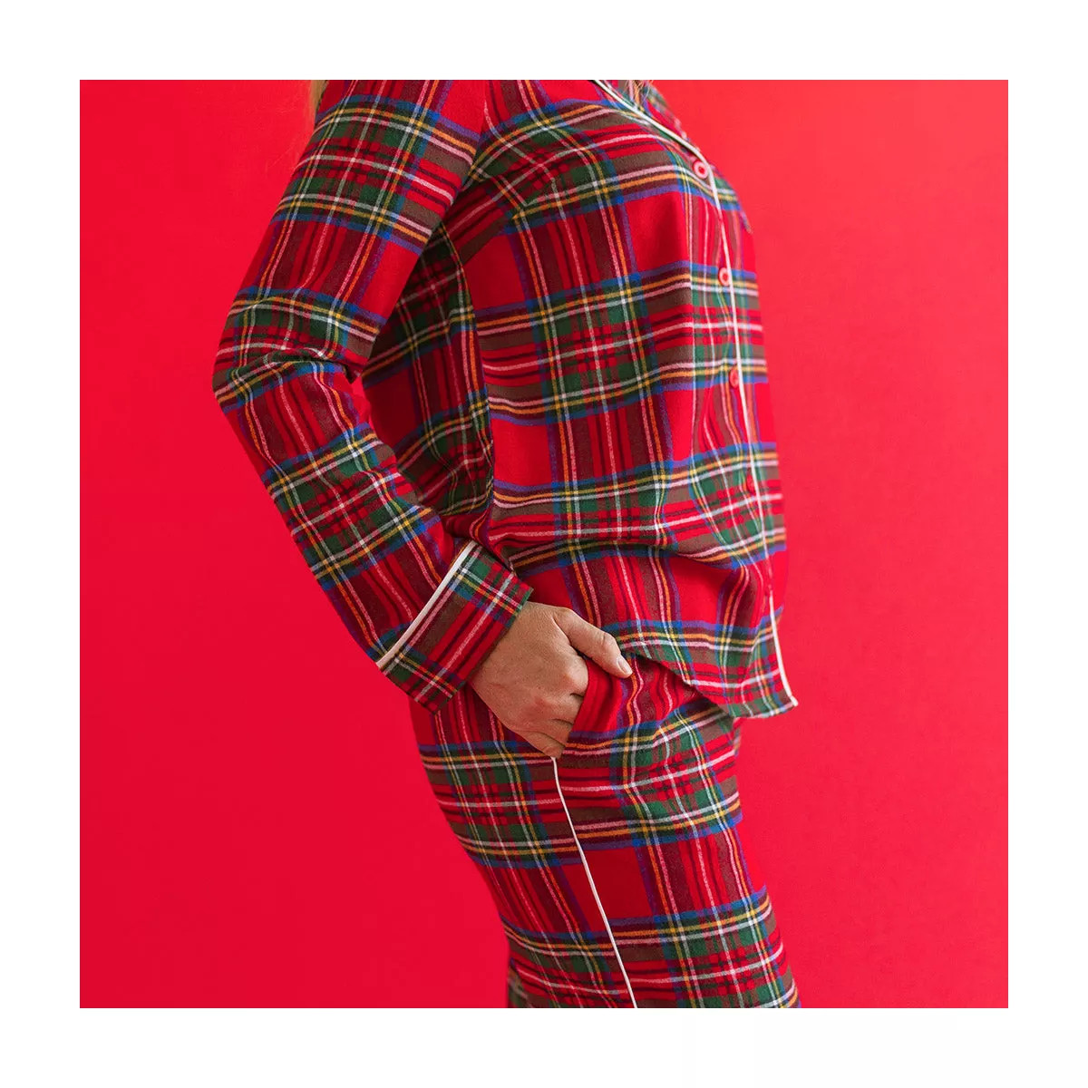 Womens Red Tartan Plaid Women's Flannelette Luxe Pajama Set - Posh Peanut | Target