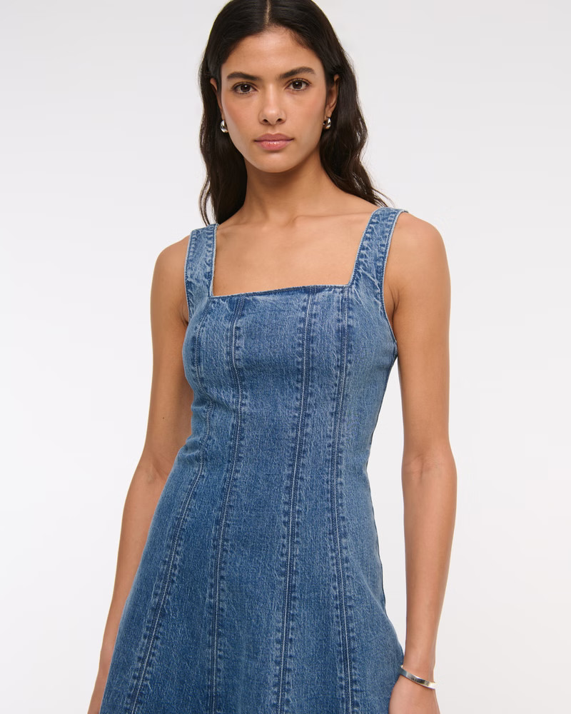 Women's The A&F Mila Denim Midi Dress | Women's Dresses & Jumpsuits | Abercrombie.com | Abercrombie & Fitch (US)