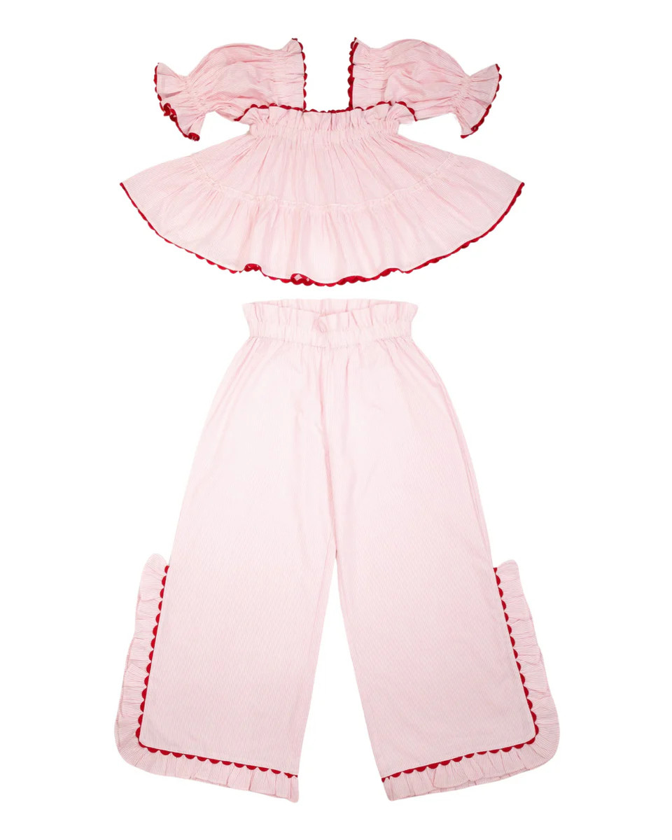 Polly Pajama Set in pink stripe (PREORDER) | Elizabeth Wilson Designs