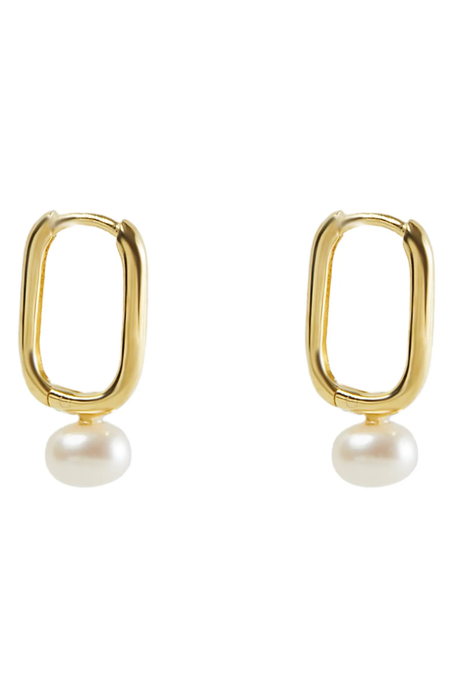 Freshwater Pearl Drop Hoop Earrings | Nordstrom