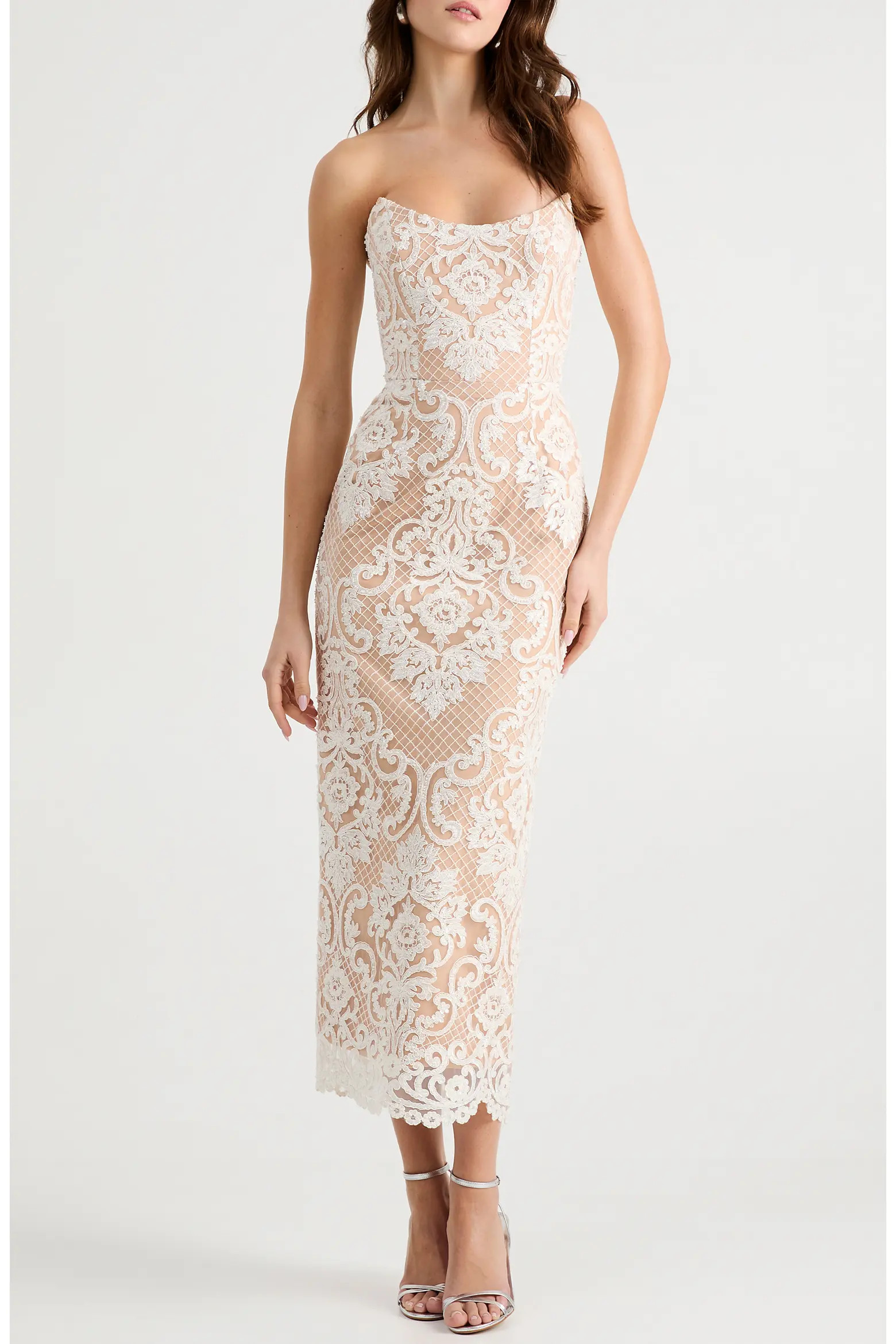 Kendall Beaded Lace & Mesh Column Dress (Women) | Nordstrom | Nordstrom