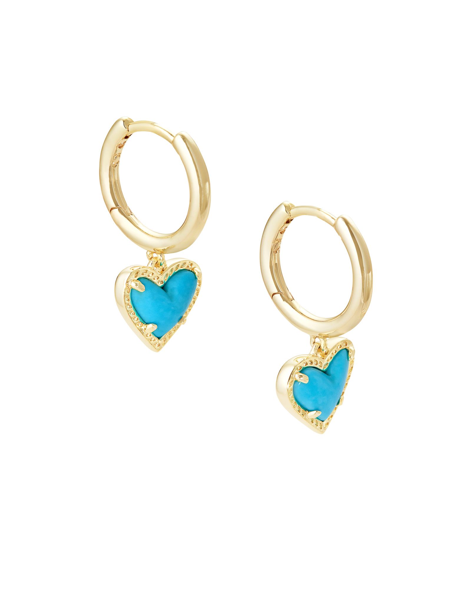Ari Heart Gold Huggie Earrings in Turquoise Magnesite | Kendra Scott