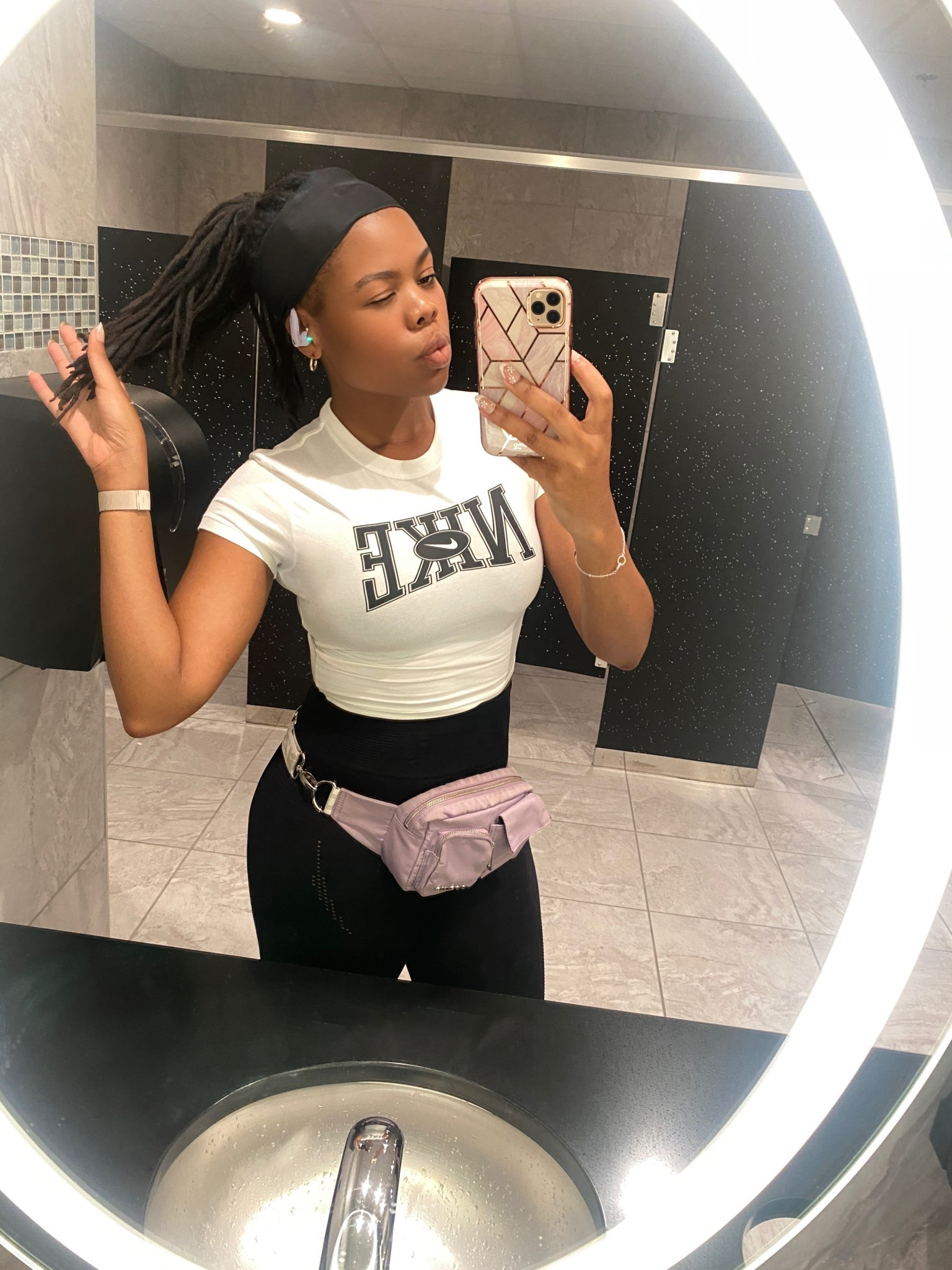 White fitted Nike crop top with my black workout leggings and belt bag.

Wearing a medium in top and leggings 

#LTKStyleTip #LTKActive