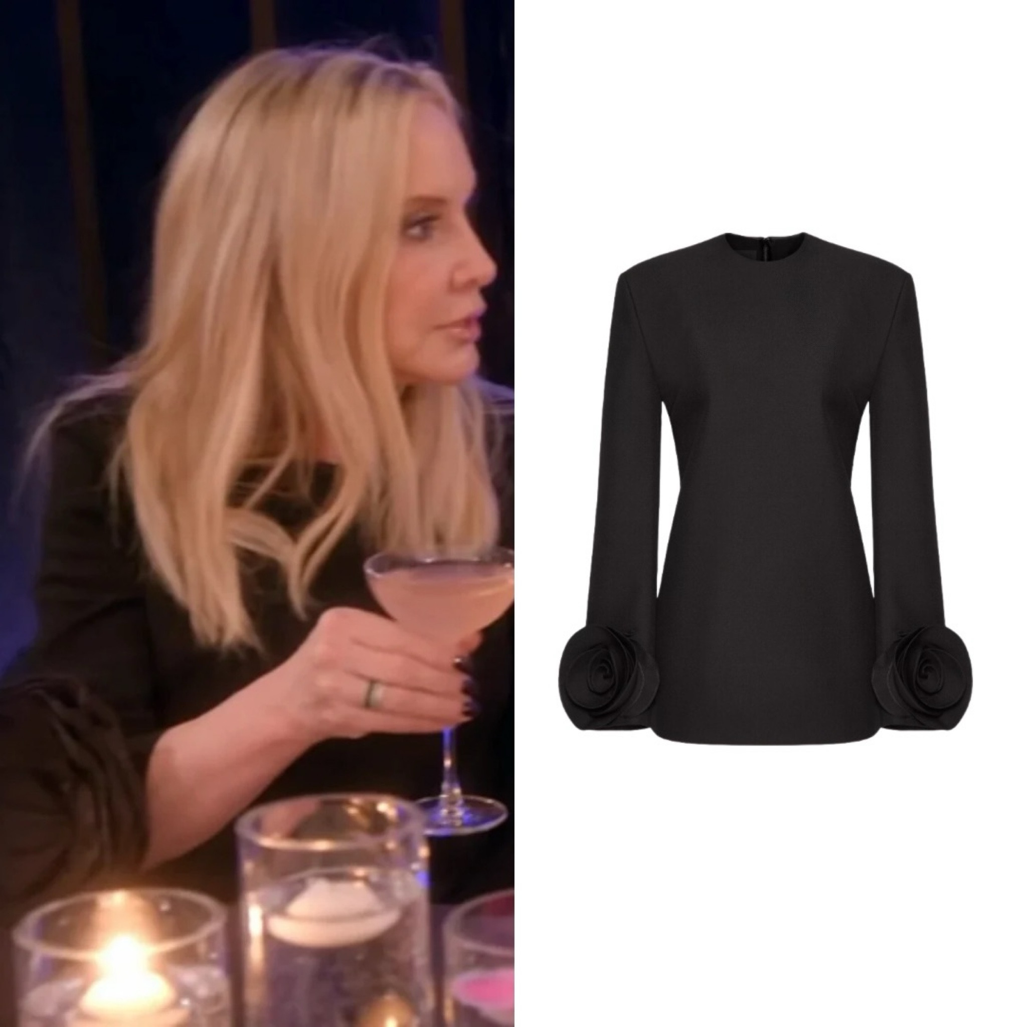 Shannon Beador’s Black Flower Sleeve Dress