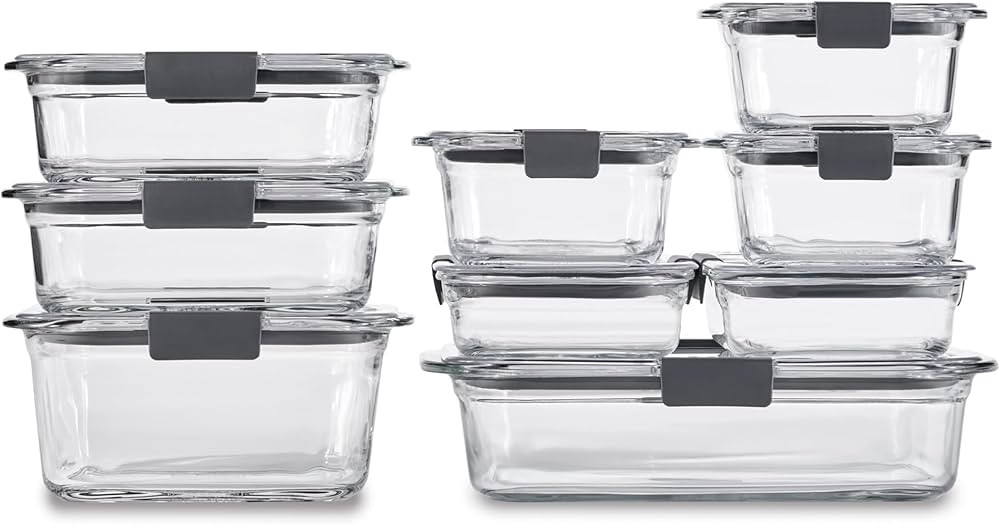 Rubbermaid Brilliance Glass Food Storage Containers, Assorted Sizes, Set of 9, BPA-Free, Leak-Pro... | Amazon (US)