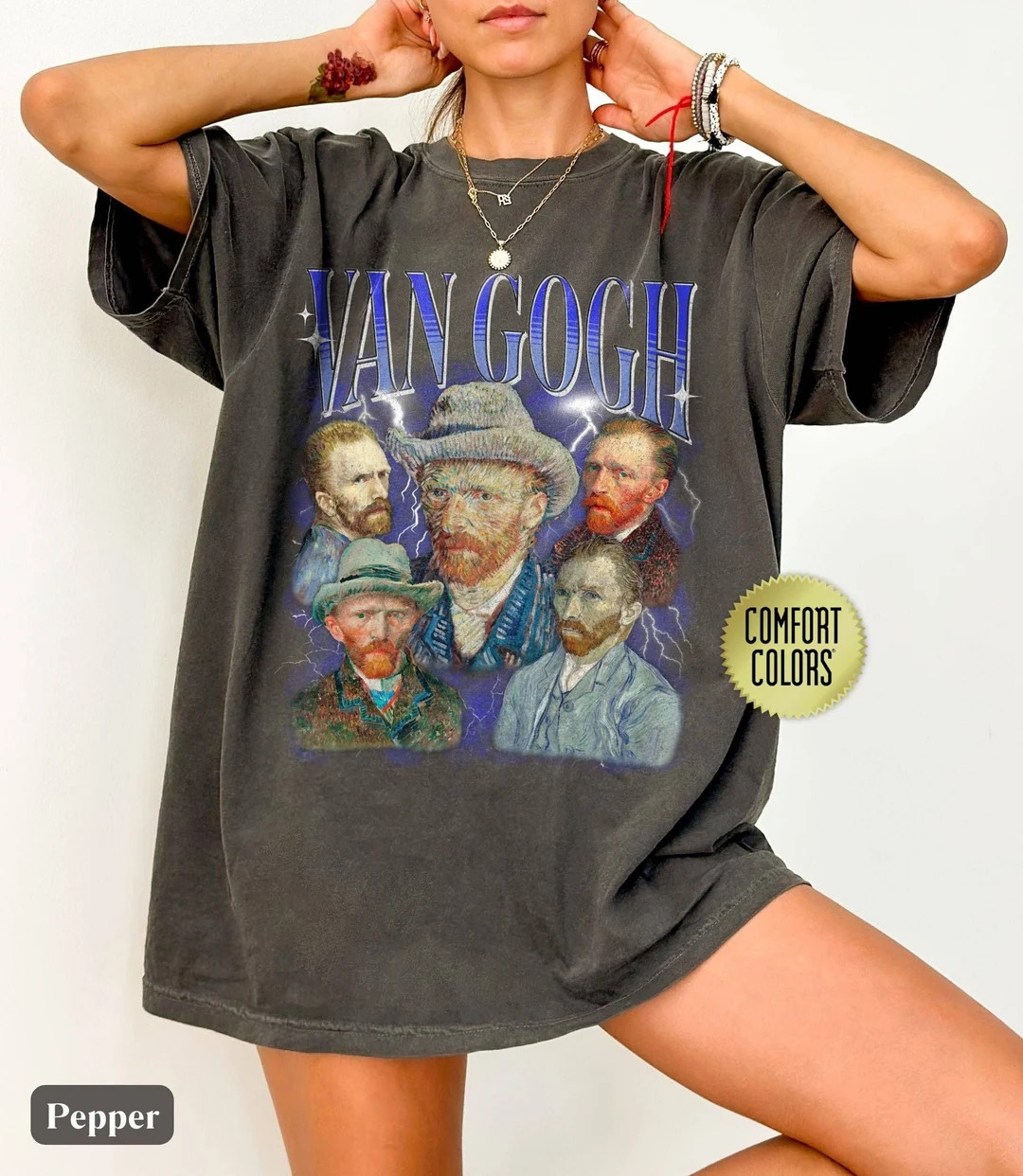 Van Gogh Shirt, 90s Bootleg Rap Tee, Comfort Colors Art Lover Gift for Artist or Art Teacher, Art... | Etsy (US)