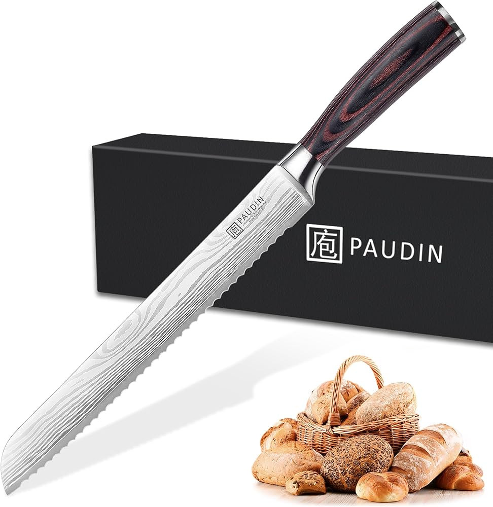 PAUDIN Bread Knife, 10 inch Serrated Knife, German Stainless Steel Bread Knife for Homemade Bread... | Amazon (US)