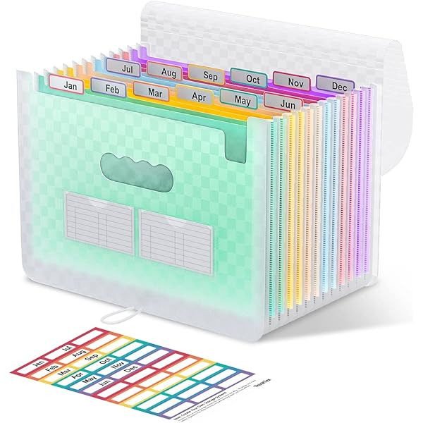 ThinkTex 26 Pockets Accordion File Organizer, Upright & Open Top, A-Z Colorful Tabs, Larger Capacity Expanding File Folder, Letter/A4 Size for School, Home and Office - Green | Amazon (US)