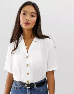 Only button through short sleeve top in white | ASOS US