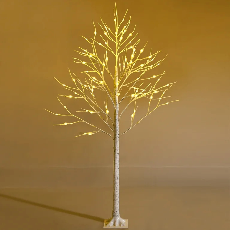 Costway 6ft Pre-lit White Twig Birch Tree for Christmas Holiday w/96 LED Lights | Walmart (US)