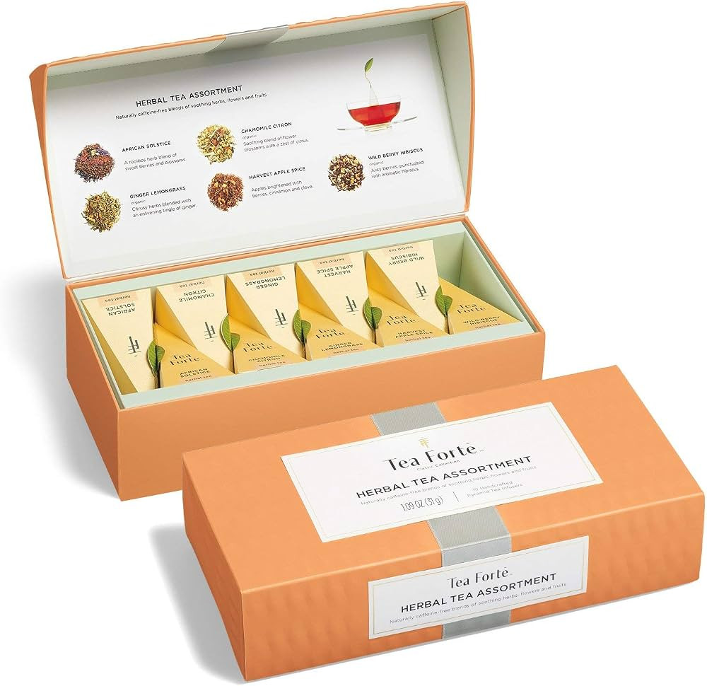 Tea Forte Herbal Tea Assortment, Petite Presentation Box, Sampler Gift Set With Handcrafted Pyram... | Amazon (US)