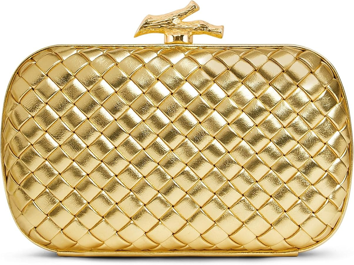Woven Clutch Purses for Women Dressy, PU Leather Evening Bags Formal with Chain, Trendy Purses an... | Amazon (US)