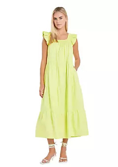ENGLISH FACTORY Ruffle Detail Midi Dress | Belk