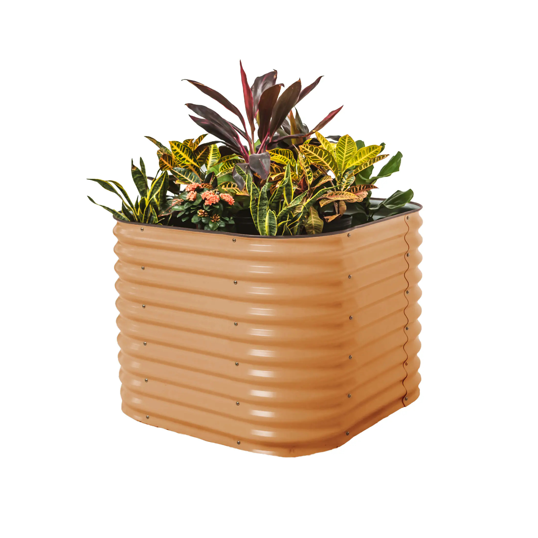 Vego Garden 33-cu ft 42-in W x 42-in L x 32-in H Terra Cotta Galvanized Metal Raised Garden Bed Rubber Large in Brown | VB4N132TC | Lowe's