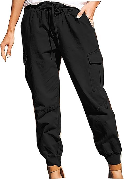 Avanova Women's Cargo Pants with Pockets Casual Loose Drawstring Waist Long Pants | Amazon (US)