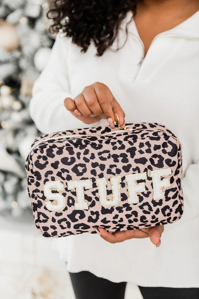 Stuff Leopard Print Large Patch Bag | Pink Lily