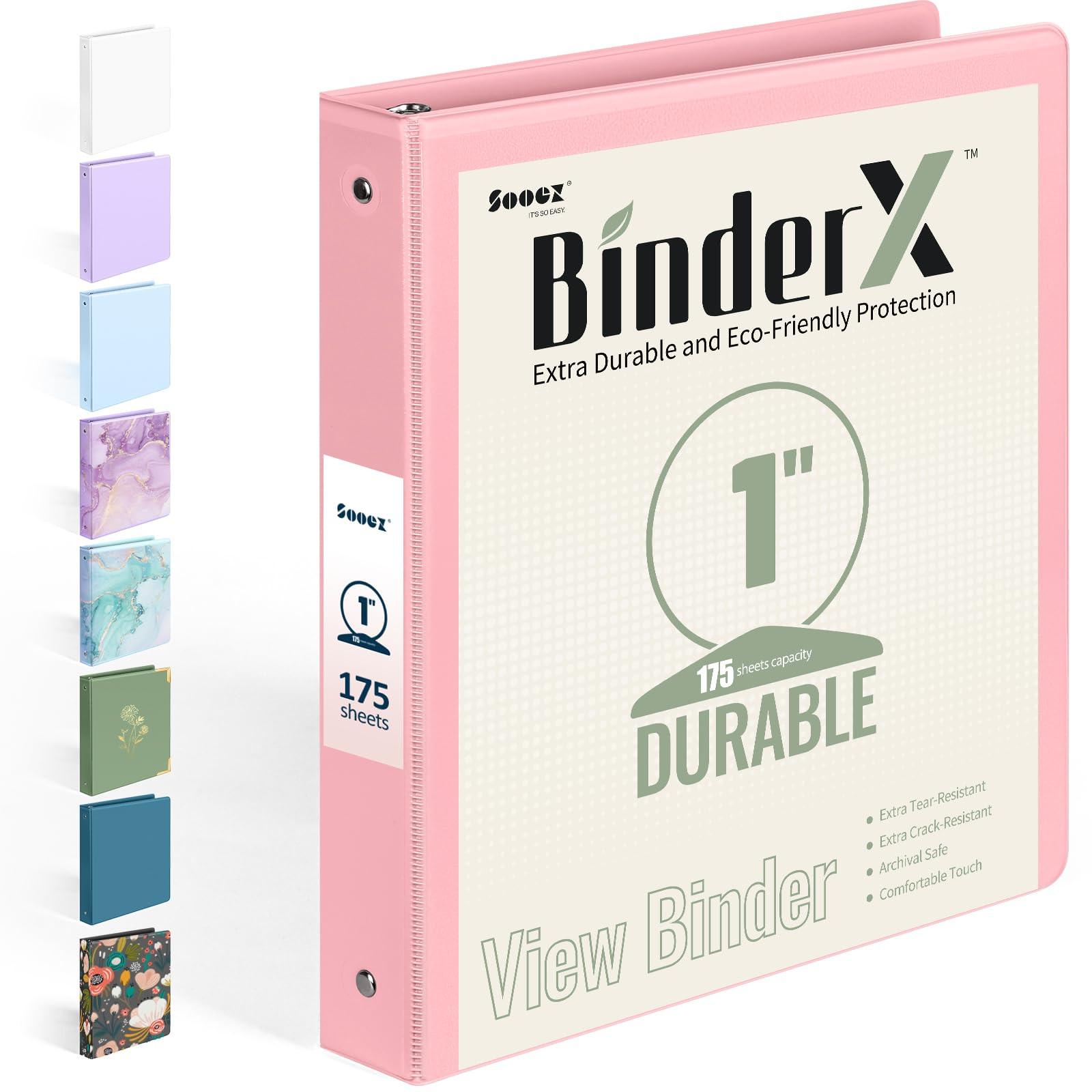 BinderX Extra Durable 3 Ring Binder, Round Rings 1 Inch Binder, Fits 175 Sheets of 8.5x11 Paper, ... | Amazon (US)