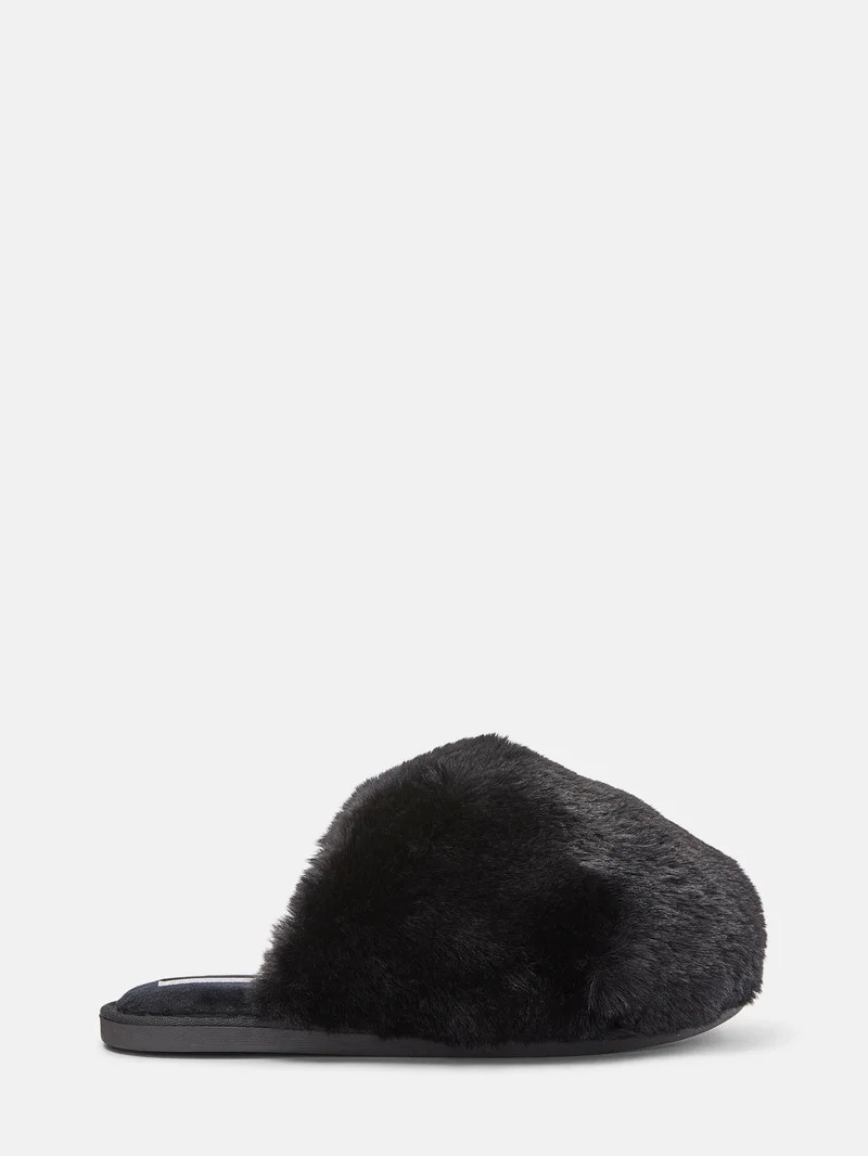 Color Black selectedJoyspun Women\u2019s Faux Fur Puff Scuff SlippersW JS SNOWBALLW JS SNOWBALLW ... | Walmart (US)